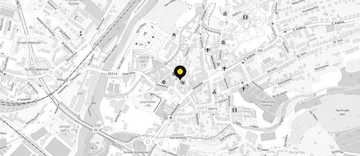 Mapa: Směnárna Turnov, Trávnice 153, v centru Turnova